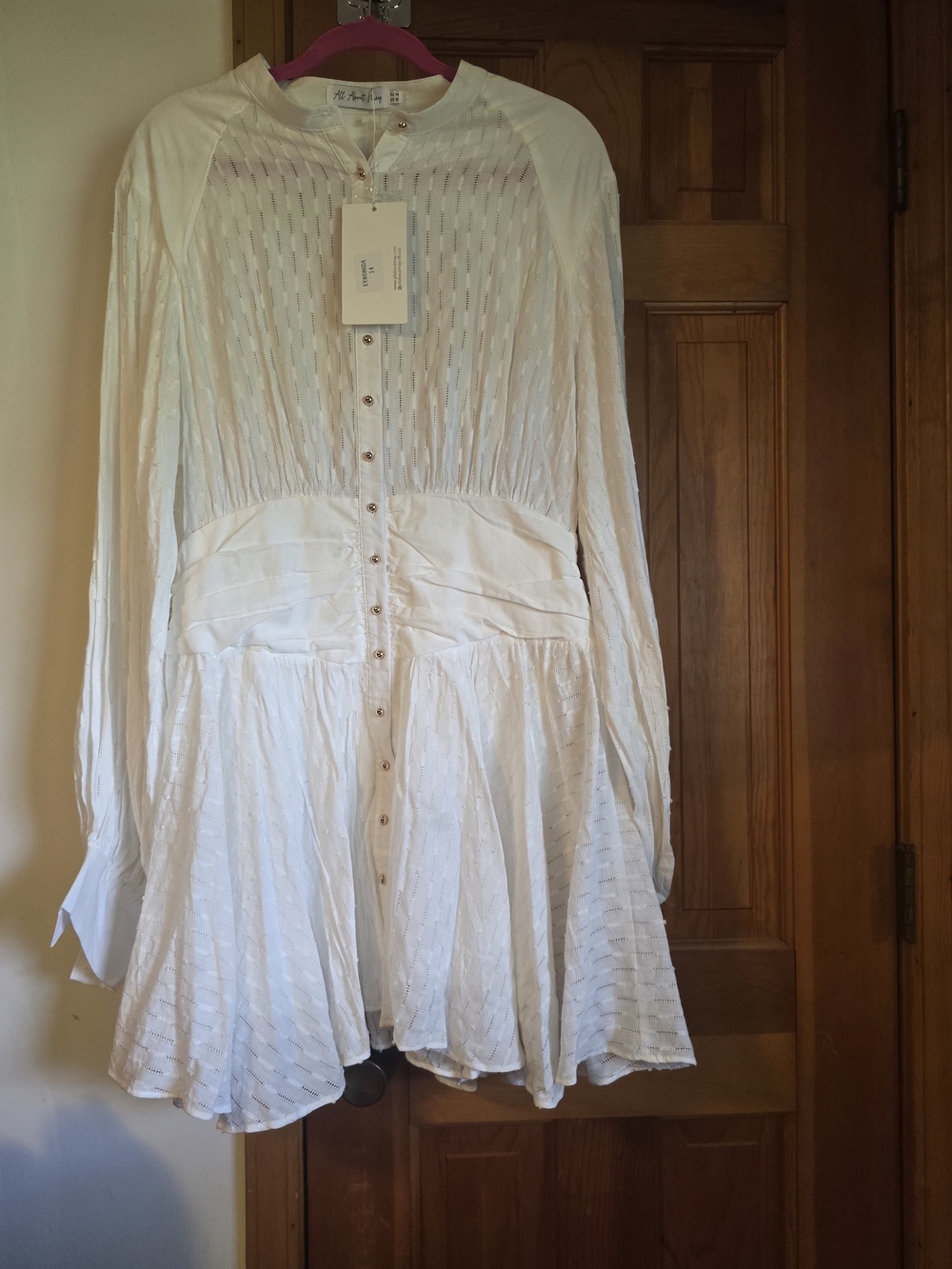 All About May NWT White Textured Button-Front Tunic Dress - Picture 14 of 16